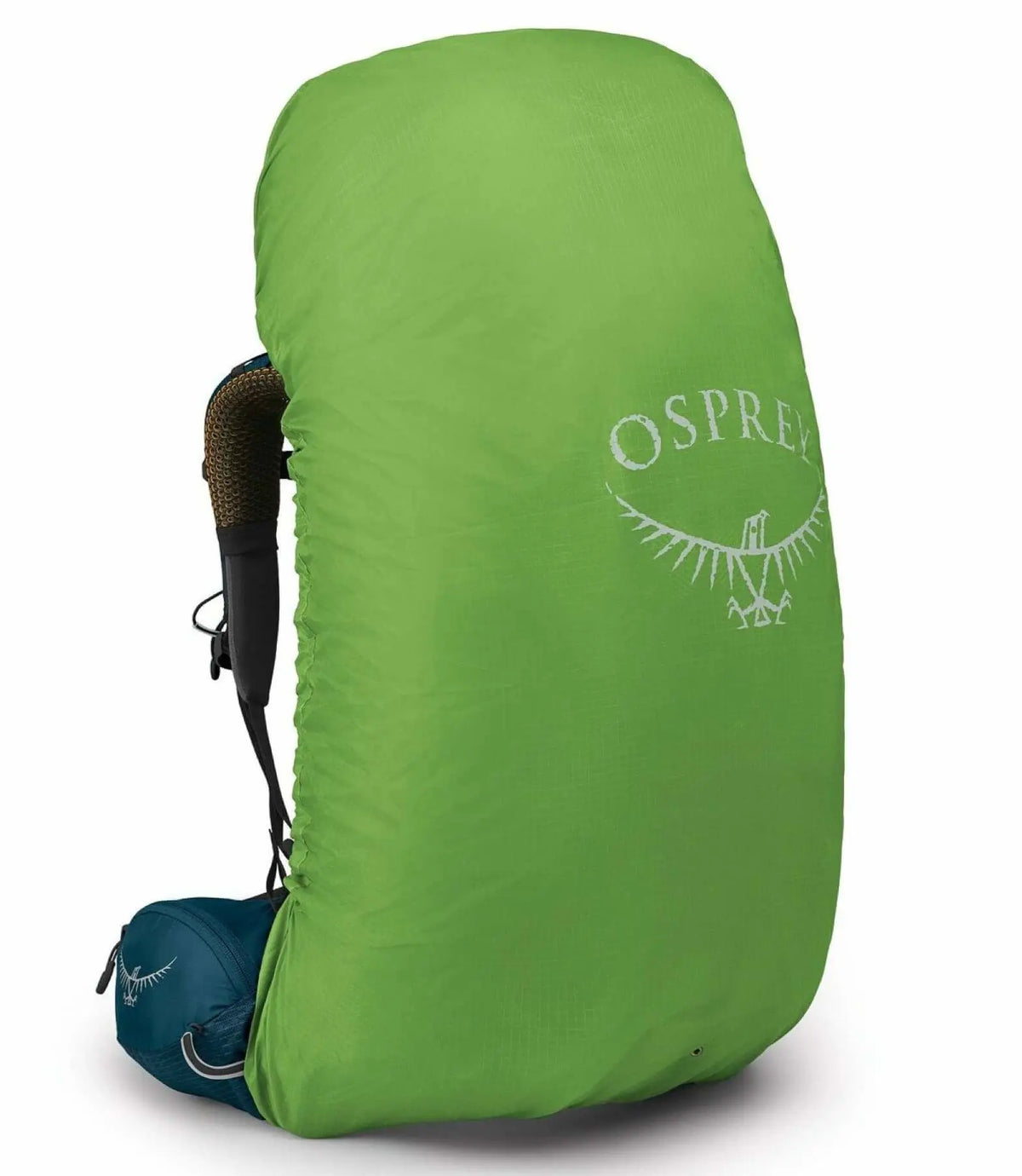 Osprey Atmos AG 65 - Men backpack with AntiGravity suspension for comfort and ventilation on hikes, shown in green cover.