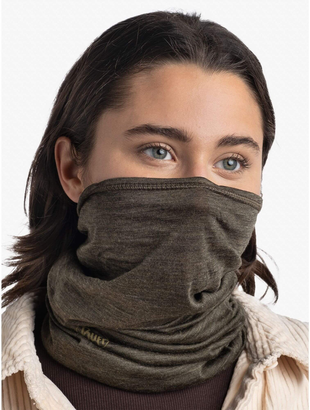 Buff Merino Lightweight Neckwear Solid Bark Brown