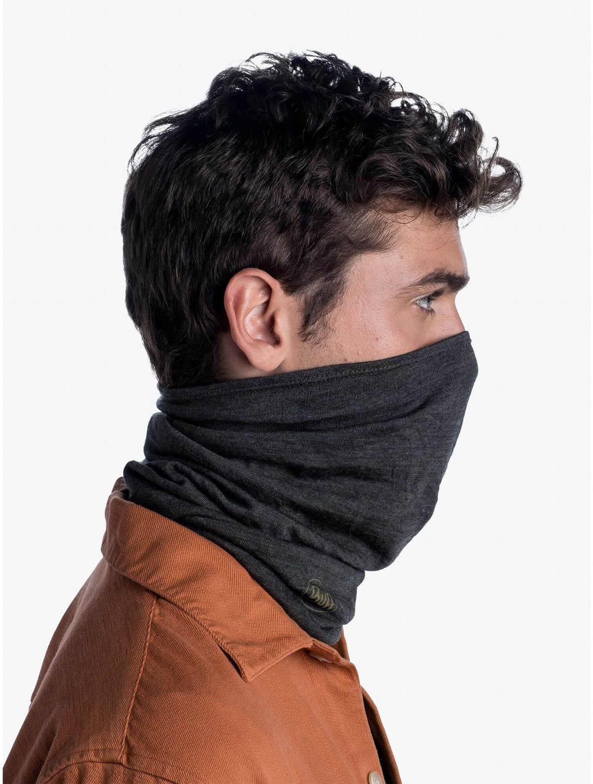 Buff Merino Lightweight Neckwear Solid Bark Brown