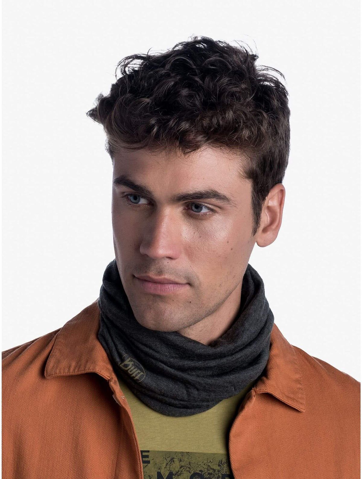 Buff Merino Lightweight Neckwear Solid Bark Brown