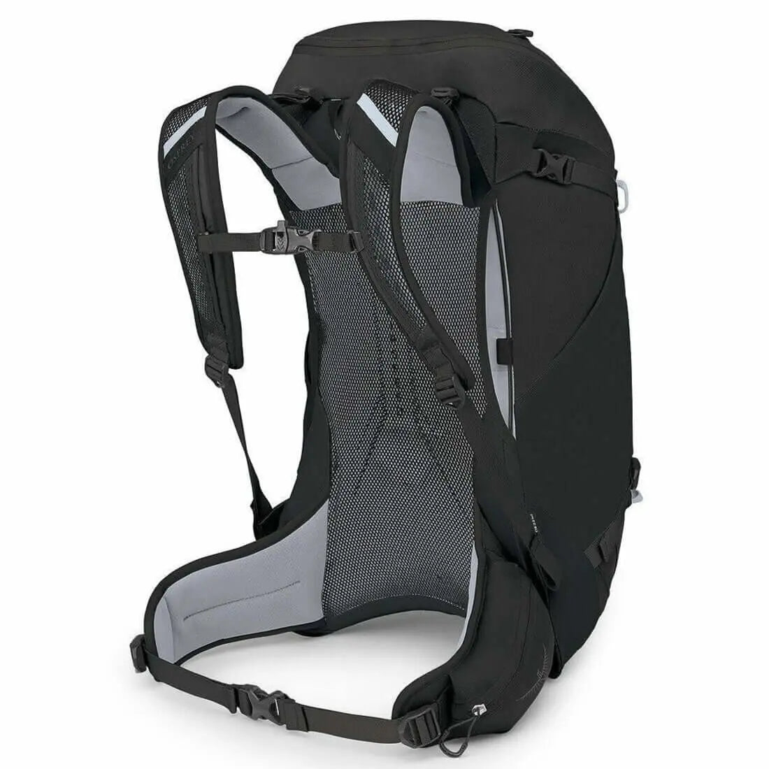 Osprey Hikelite 32 - Black backpack with AirSpeed ventilation, designed for all-day hikes, showcasing a padded hipbelt.