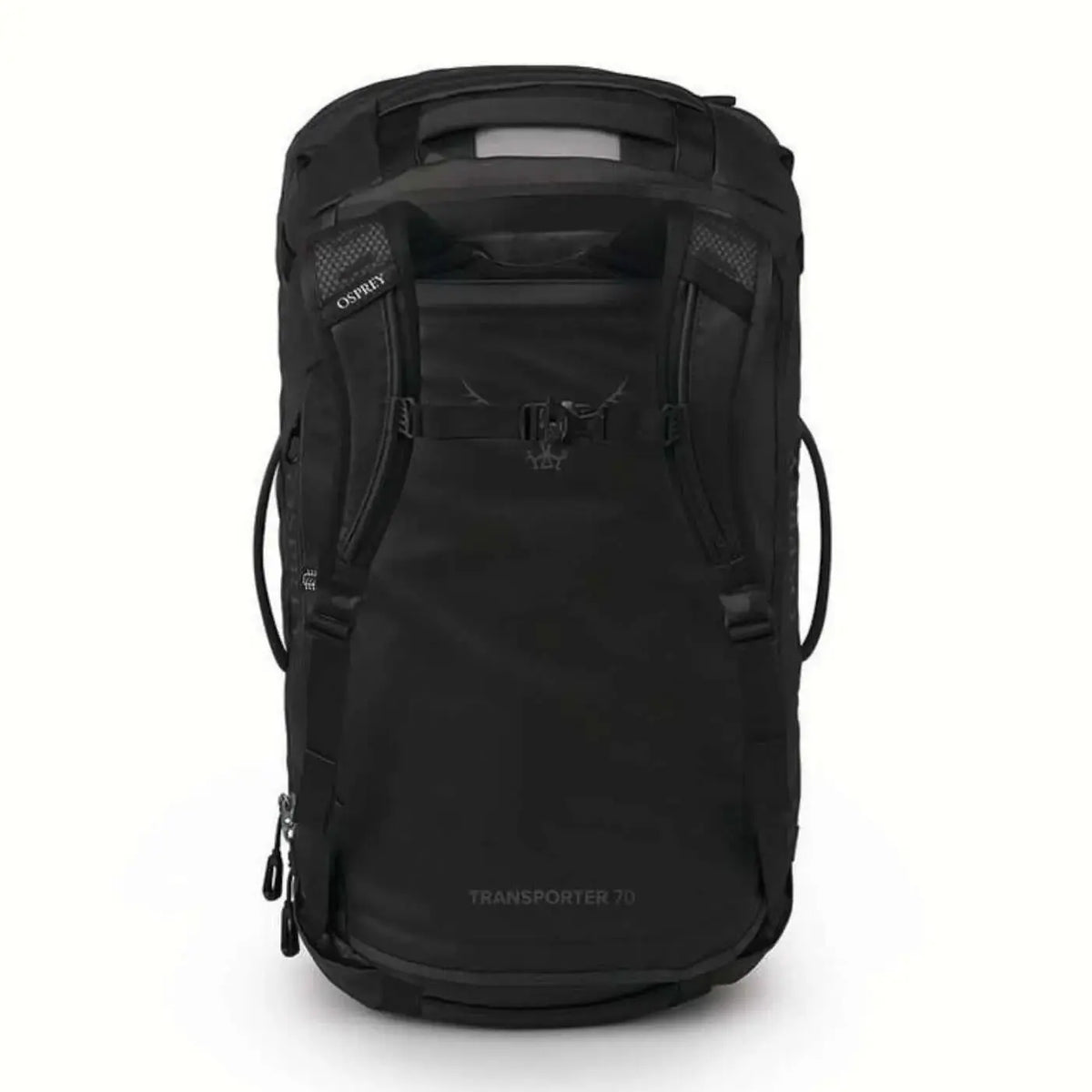 Osprey Transporter Squffel 70 Adventure Duffel Bag, rugged design, split-case for gear organization, black color, travel ready