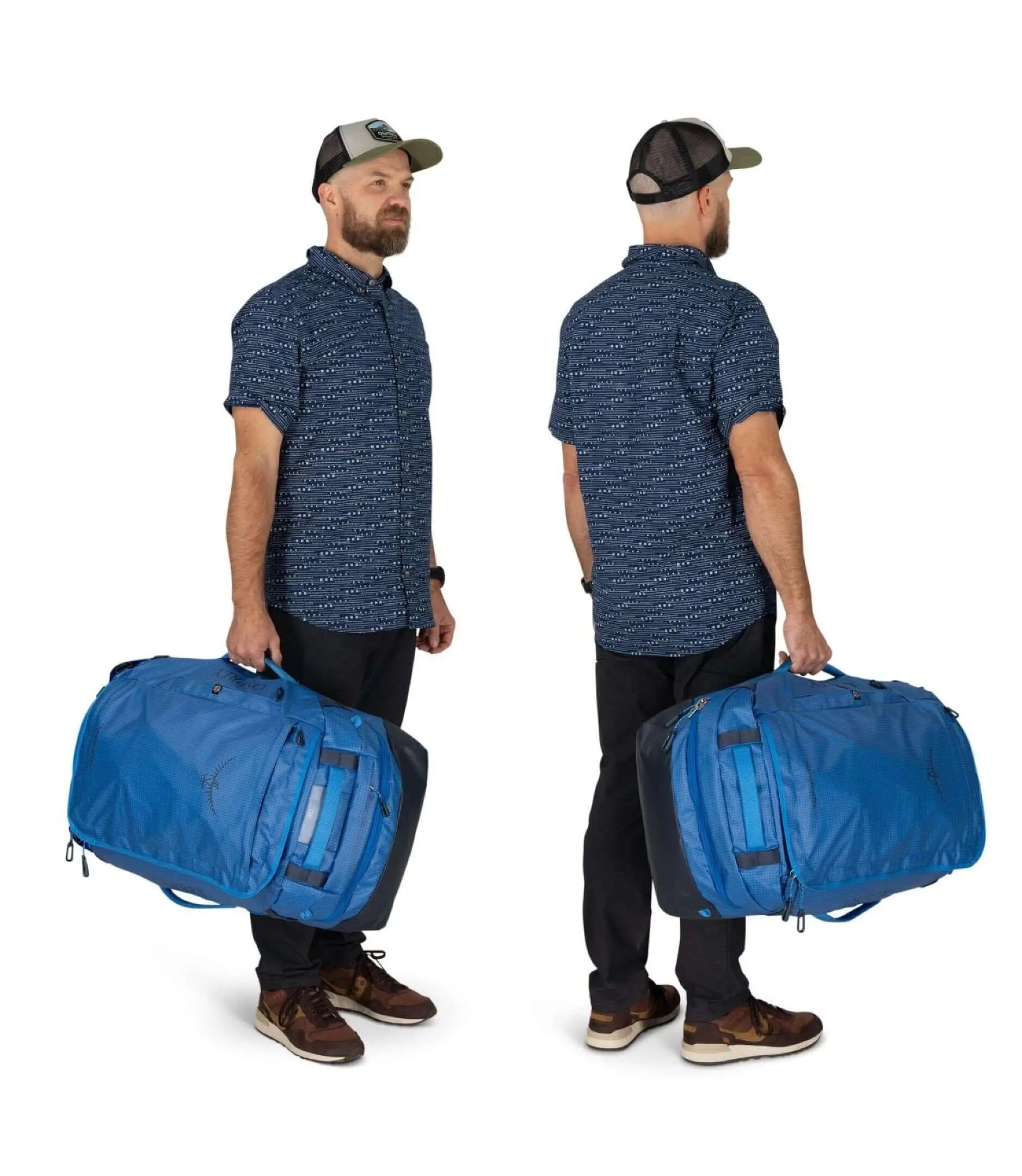 Osprey Transporter Squffel 70 packed with outdoor gear and clothing