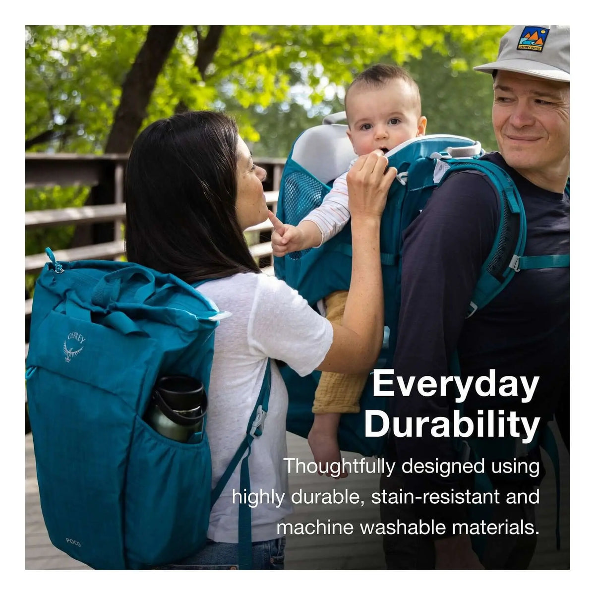 Family using Osprey Poco Changing Tote with comfortable fit and breathable design, featuring insulated pockets and versatile carry options.