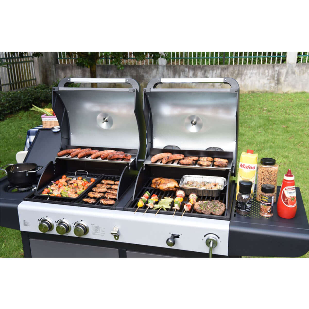 Royal Gourmet Gas and Charcoal Barbeque Grill Combo with Side Burner