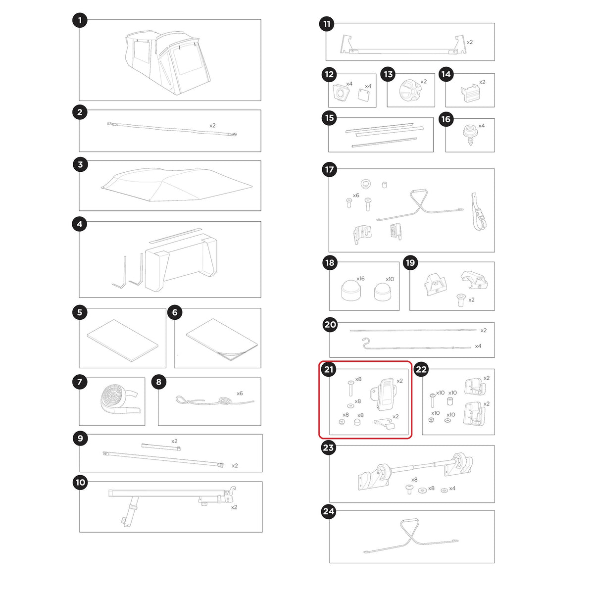 Thule Outset Hitch Tent Lock and Hook Set