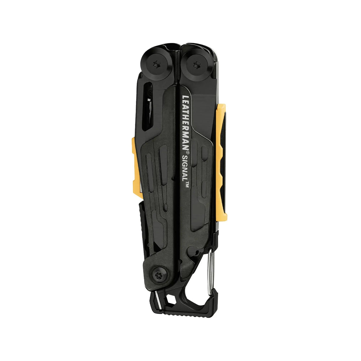 Leatherman Signal Multi-Tool displayed ready for outdoor survival use, including 19 essential tools, ideal for rugged terrains.