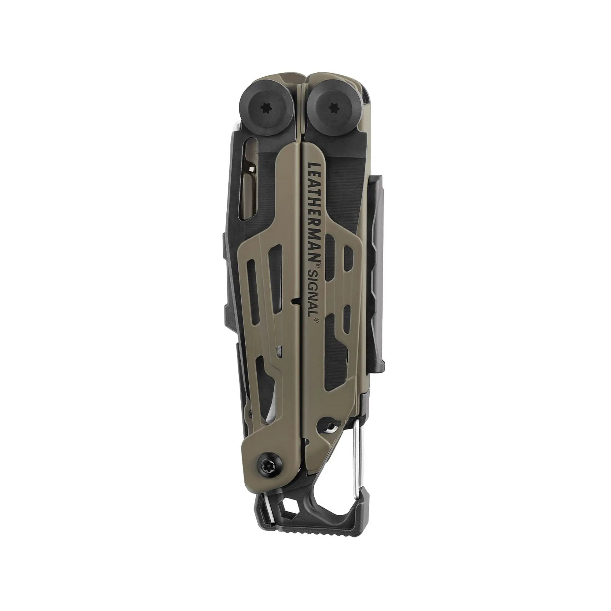 Leatherman Signal multi-tool with display box, perfect for survival and outdoor adventures, featuring 19 essential tools.