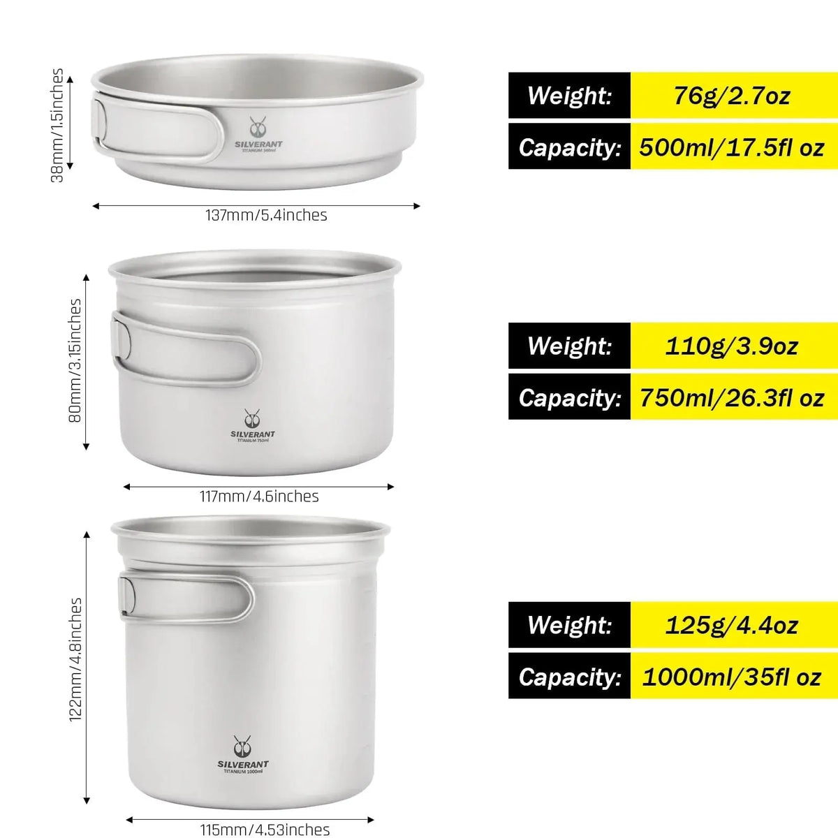 Ultralight 3-Piece Titanium Camping Cookware Set - Shop Cooksets at Trekaline