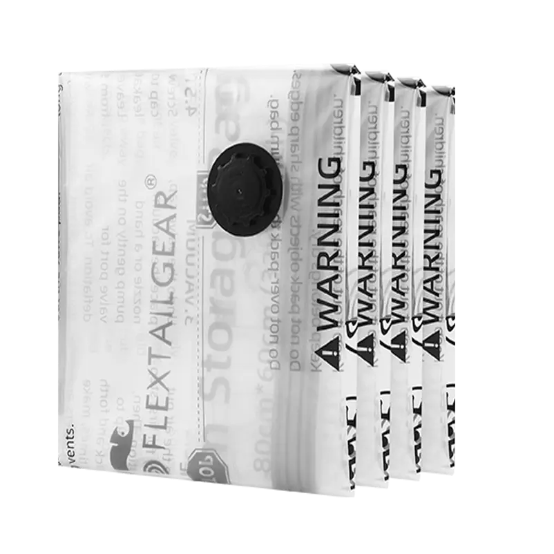 Flextail Vacuum Storage Bags — electric pump evacuating air from bag valve.