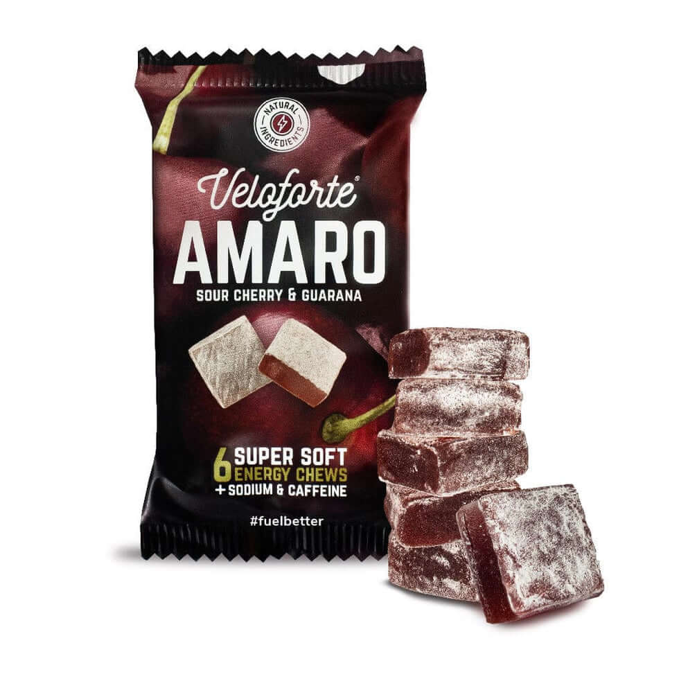 Veloforte Amaro Energy Chews with Caffeine packaging