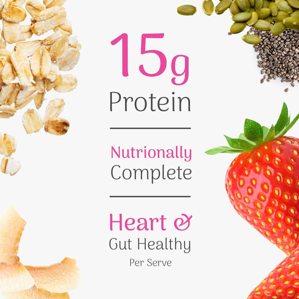 Veloforte Strawberry & Coconut Complete Overnight Oats 602g bag front packaging