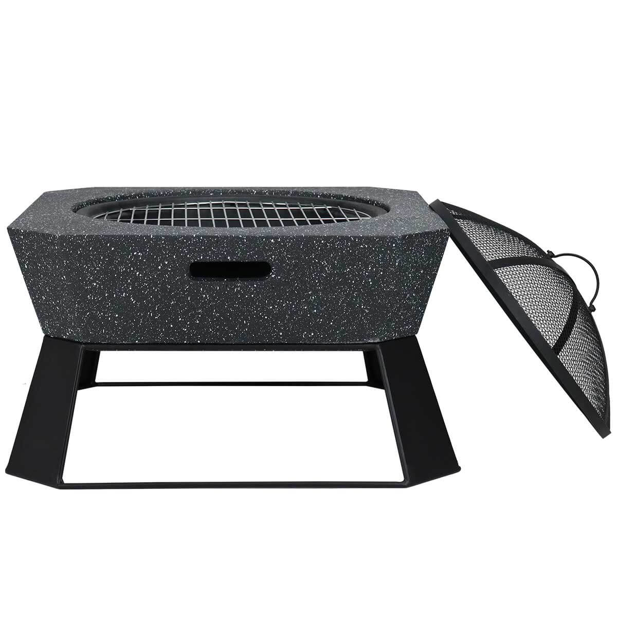Protective mesh cover included with the MGO Square Fire Pit