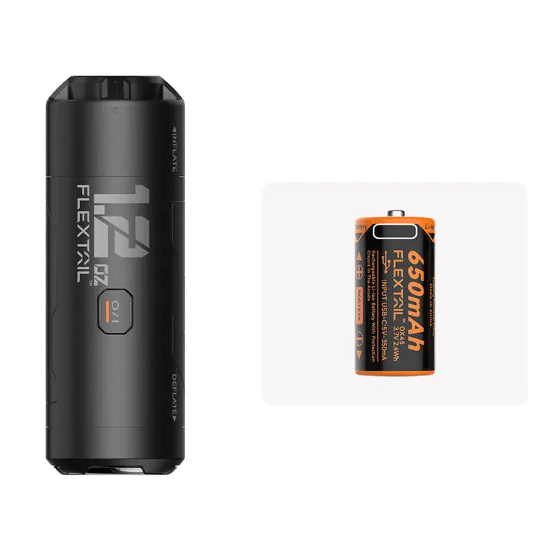 Flextail Zero Pump â USB-C rechargeable battery close-up attached to pump.