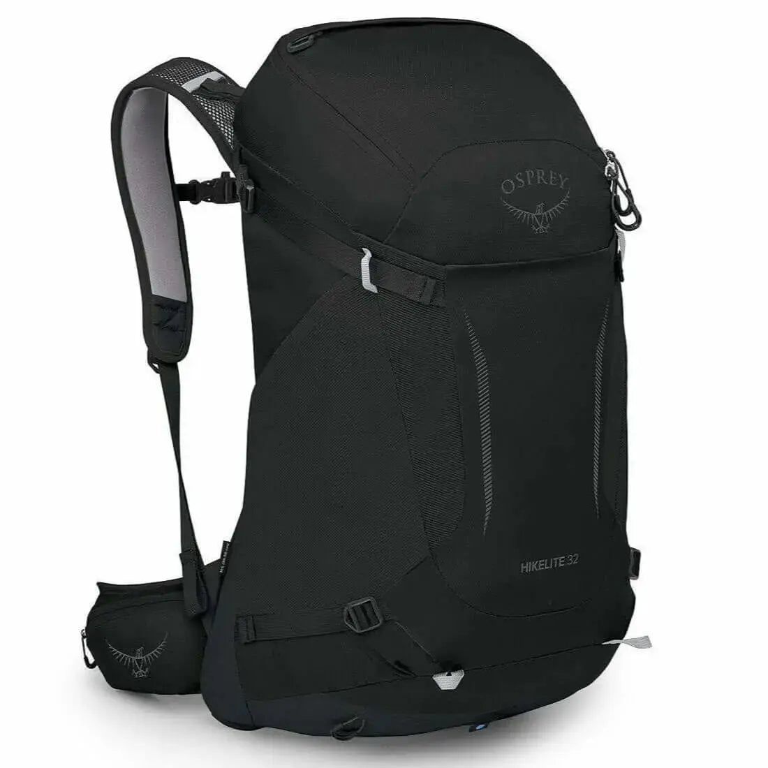 Osprey Hikelite 32 - Black, lightweight hiking backpack with AirSpeed™ ventilation and bucket-style main compartment.