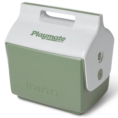 Igloo ECOCOOL Little Playmate Cooler in recycled blue showing the swivel lid design.