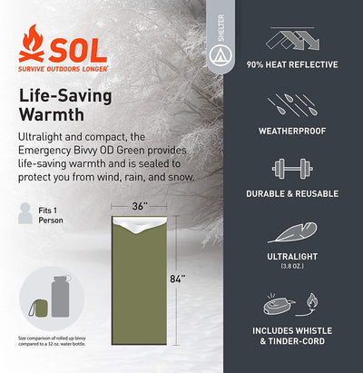 Survive Outdoors Longer Emergency Bivvy with Rescue Whistle