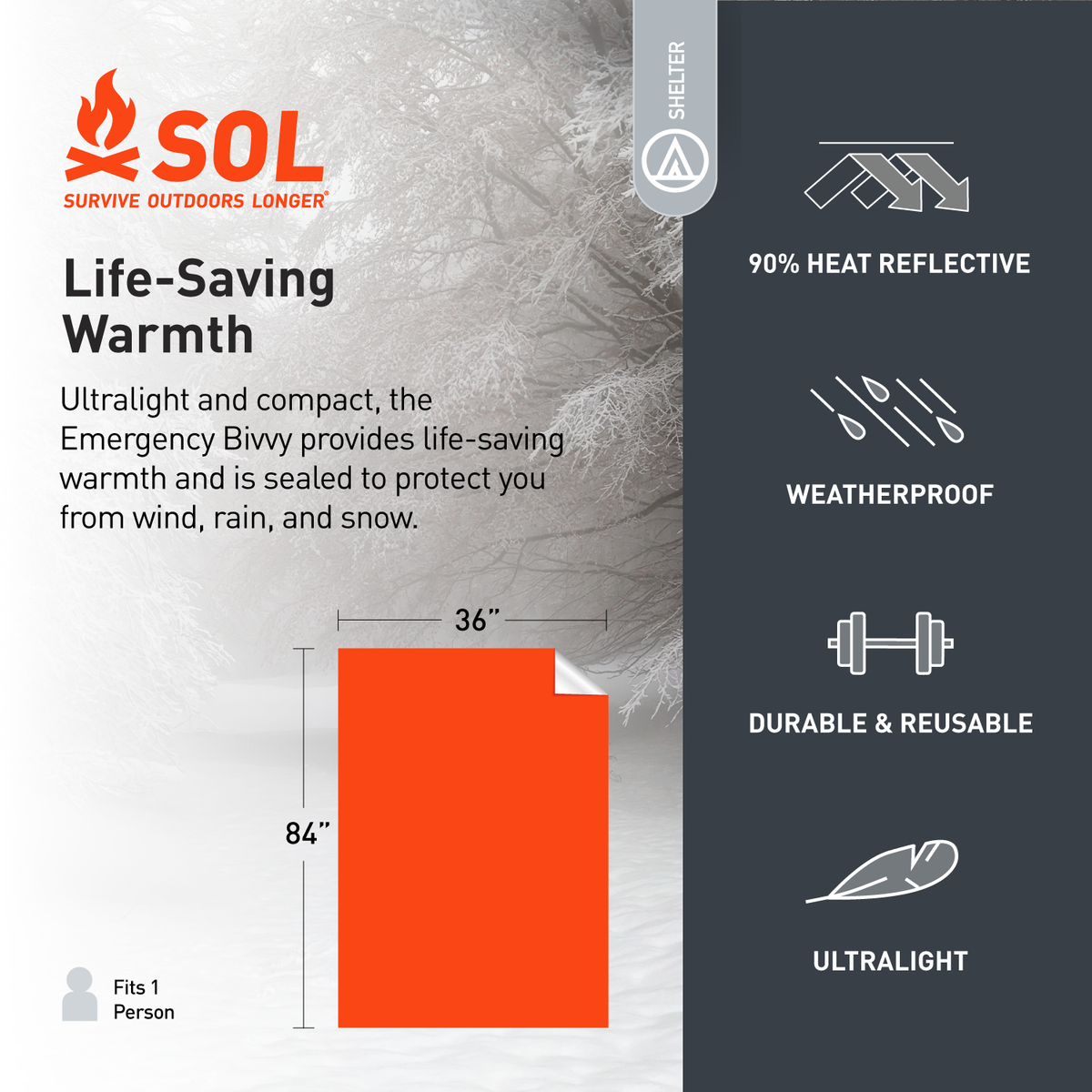 Survive Outdoors Longer Emergency Bivvy with Rescue Whistle
