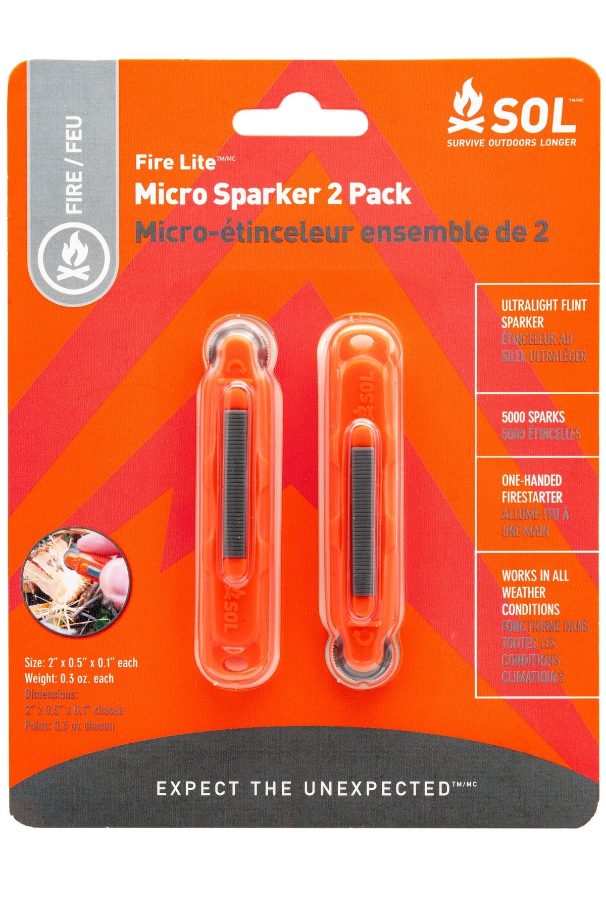 Survive Outdoors Longer Fire Lite Micro Sparker 2 Pack