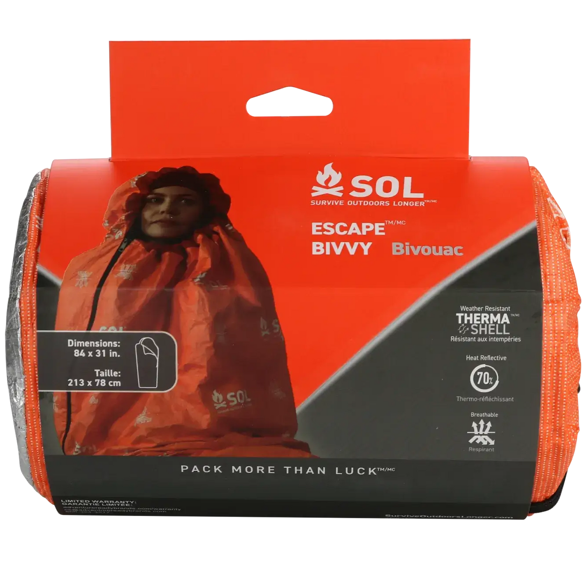 Survive Outdoors Longer Escape Bivvy with Hood - Orange