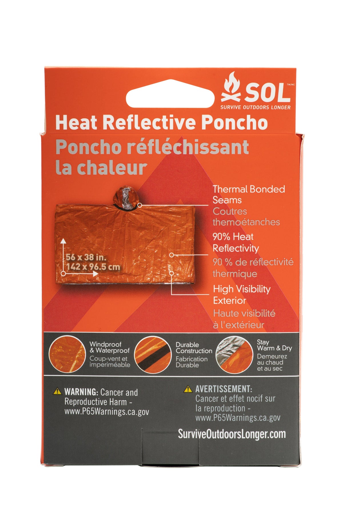 Survive Outdoors Longer Heat Reflective Poncho