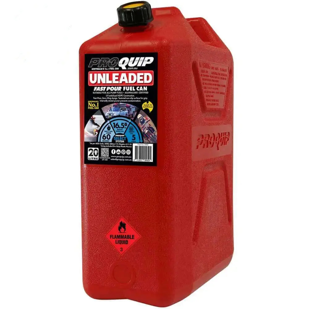 ARB Plastic Fast Pour Fuel Can 20L Unleaded Red