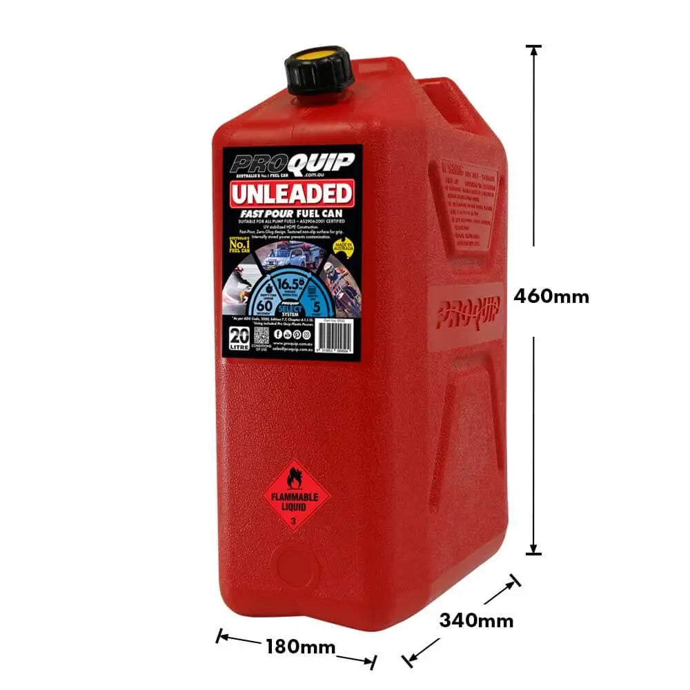 ARB Plastic Fast Pour Fuel Can 20L Unleaded Red