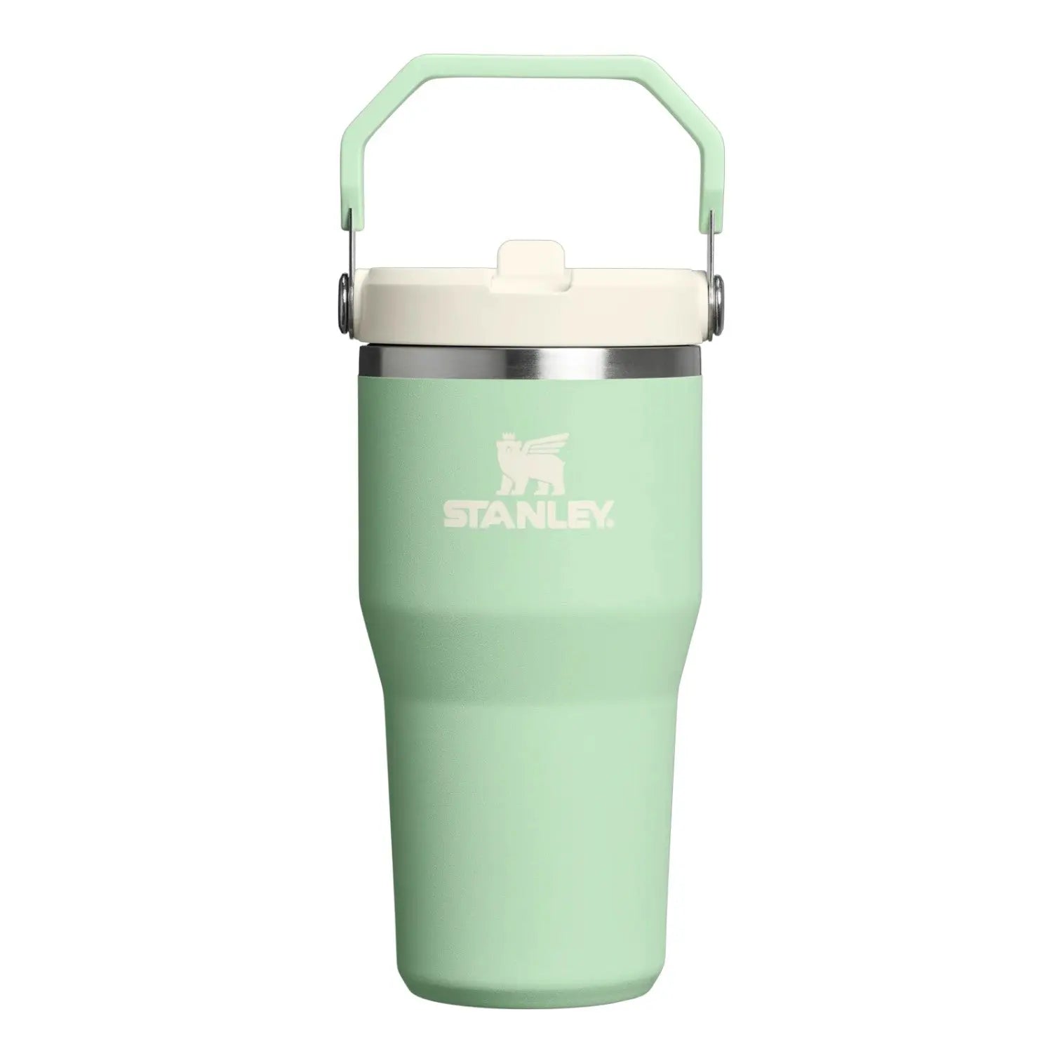 Stanley IceFlow Flip Straw Tumbler 20 oz in green, stainless steel with a built-in flip straw, perfect for hydration on the go.