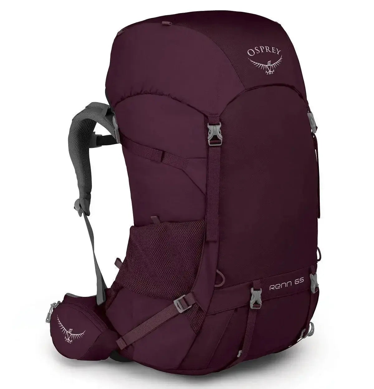 Osprey Renn 65 - Women backpack with raincover and adjustable torso, featuring women's-specific fit and bluesign® certification.
