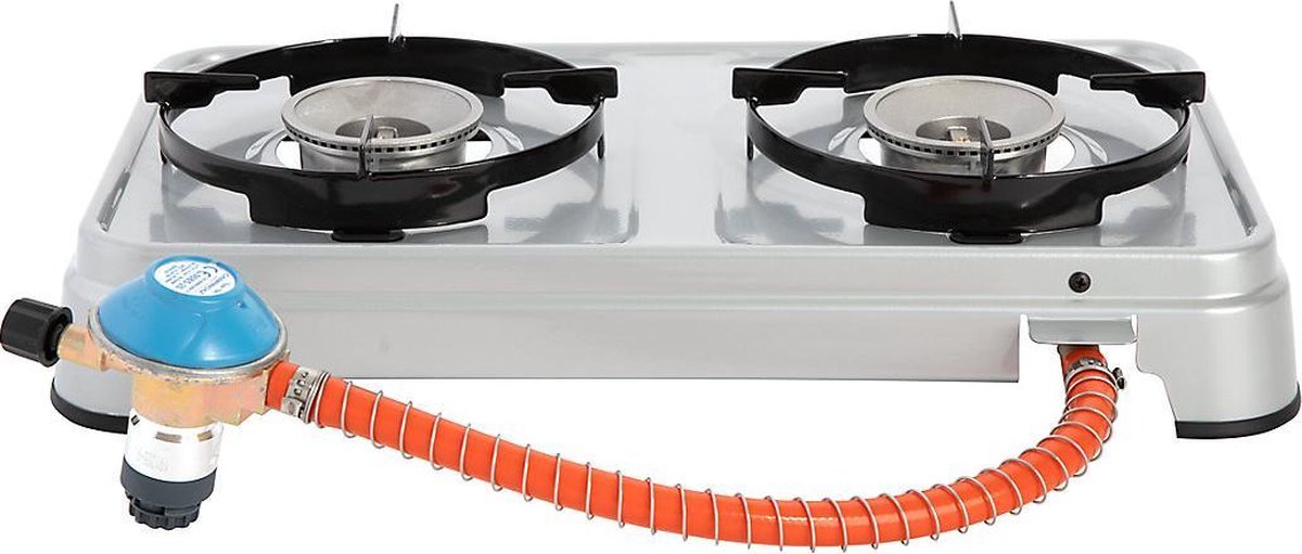Campingaz Camping Cook CV portable stove with dual burners and gas connector, ideal for outdoor cooking