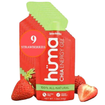 Huma Chia Energy Gel - Strawberries 43g pack with natural ingredients for athletes