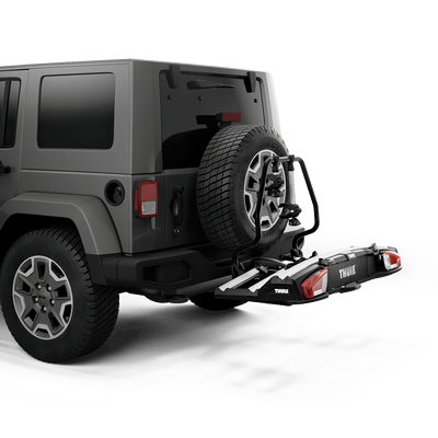 Thule VeloSpace XT 3-Bike Spare Wheel Adapter mounted on a vehicle with exterior spare wheel, black Adapter 9394