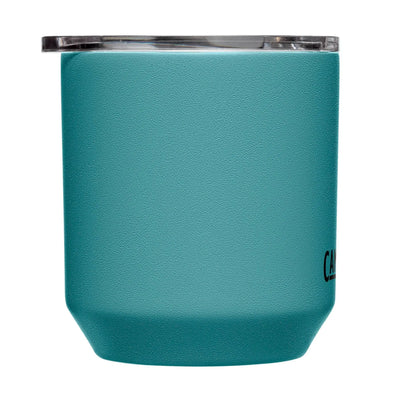 Camelbak Horizon Rocks Tumbler, 10oz insulated cup perfect for outdoor adventures, in a stylish teal color with clear lid.