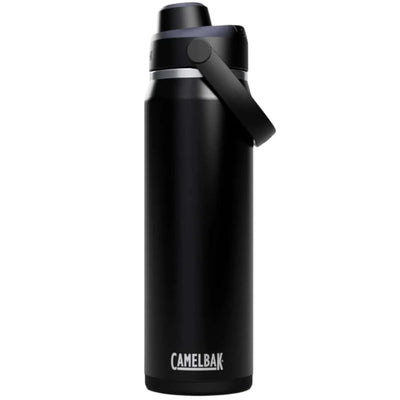 Camelbak Thrive Chug Insulated Bottle 25 oz black color, ideal for travel and outdoor adventures, showing sleek design and durable material.