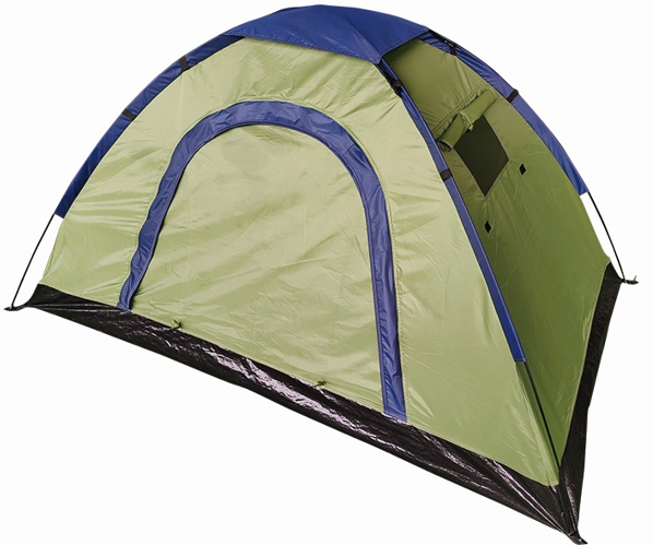 Green and blue tent on a white background