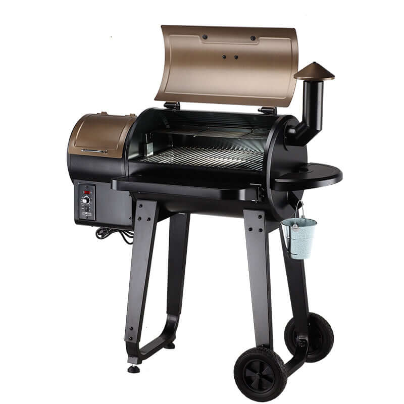 Z Grills Wood Pellet Grill and Smoker 450A for authentic wood-fired cooking, perfect for outdoor gatherings.