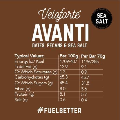 Veloforte Avanti Natural Energy Bar ingredients