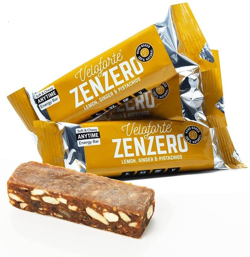 Veloforte Zenzero Natural Energy Bar wrap and unwrapped