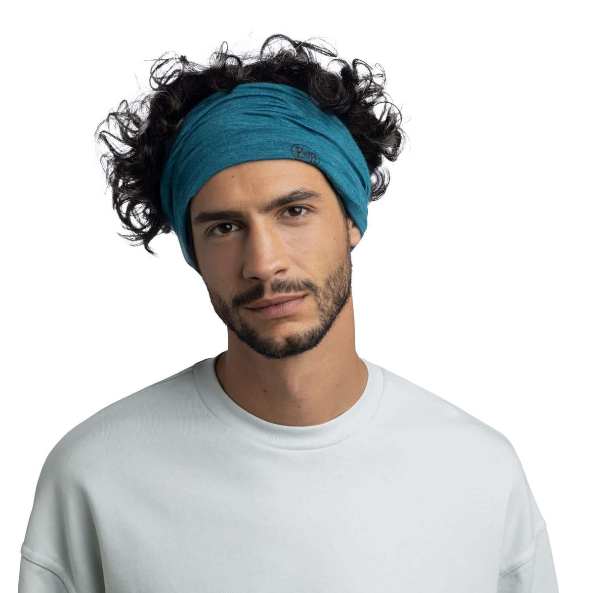 Buff Merino Lightweight Neckwear Solid Teal Scarf