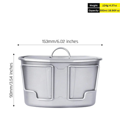 SilverAnt Titanium Canteen Military Mess Kit with 500ml capacity and lightweight design for outdoor adventures.