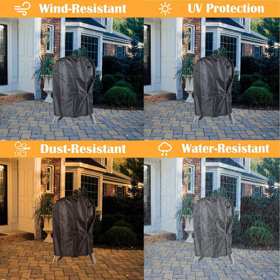 Realcook 17-Inch BBQ Smoker Grill Cover shielding an outdoor grill
