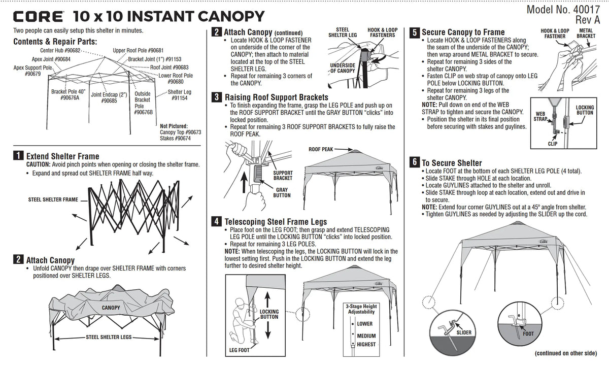 Core Equipment Instant Canopy - 10' x 10' - Light Grey - Shop  Shade Shelters at  Trekaline