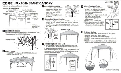 Core Equipment Instant Canopy - 10' x 10' - Light Grey - Shop  Shade Shelters at  Trekaline