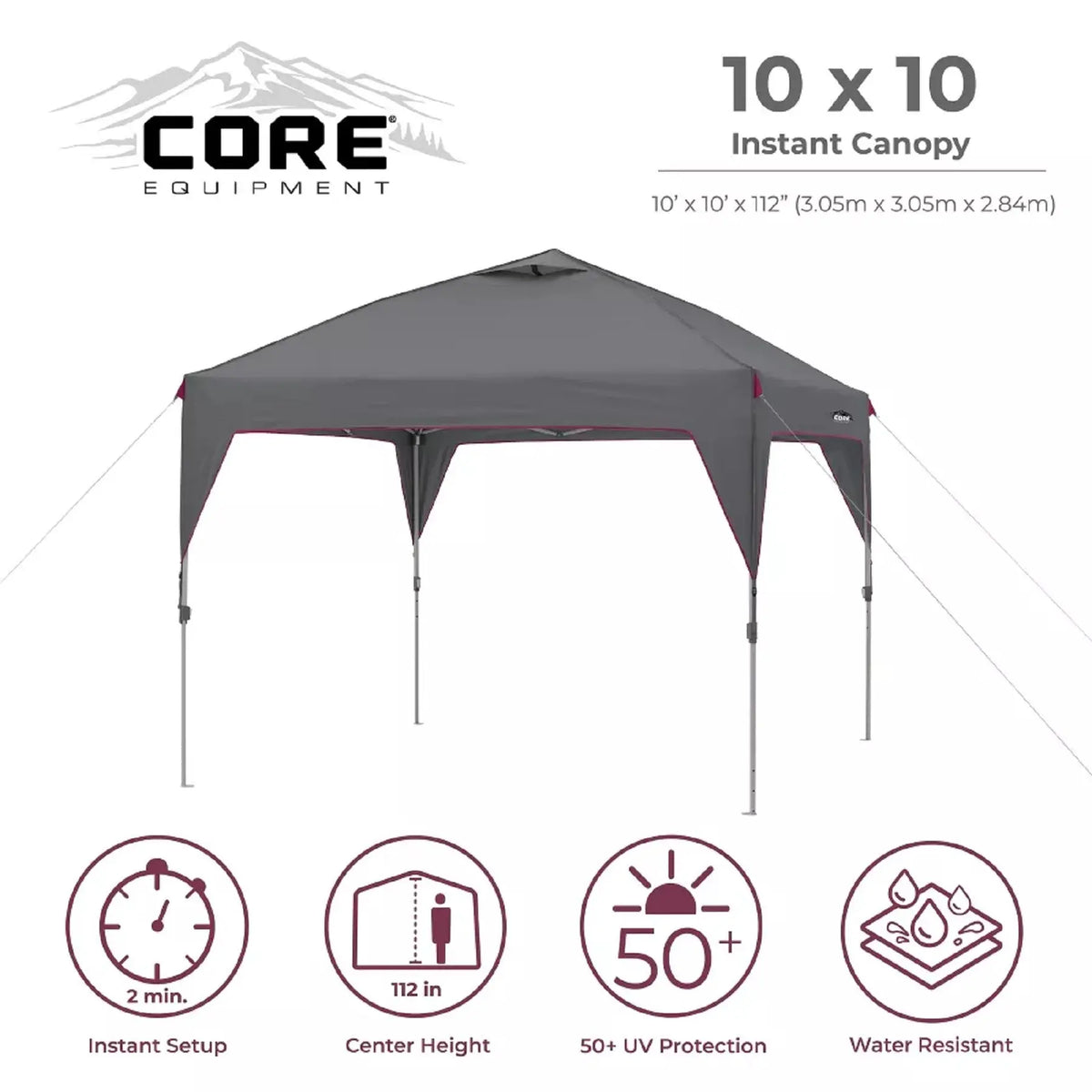 Core Equipment Instant Canopy 10ft x 10ft Dark Grey - Shop  Shade Shelters at  Trekaline