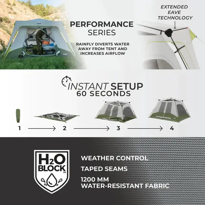 Core Equipment 6 Person Instant Cabin Performance Tent - 10' x 9' - Shop  Camping Tents at  Trekaline