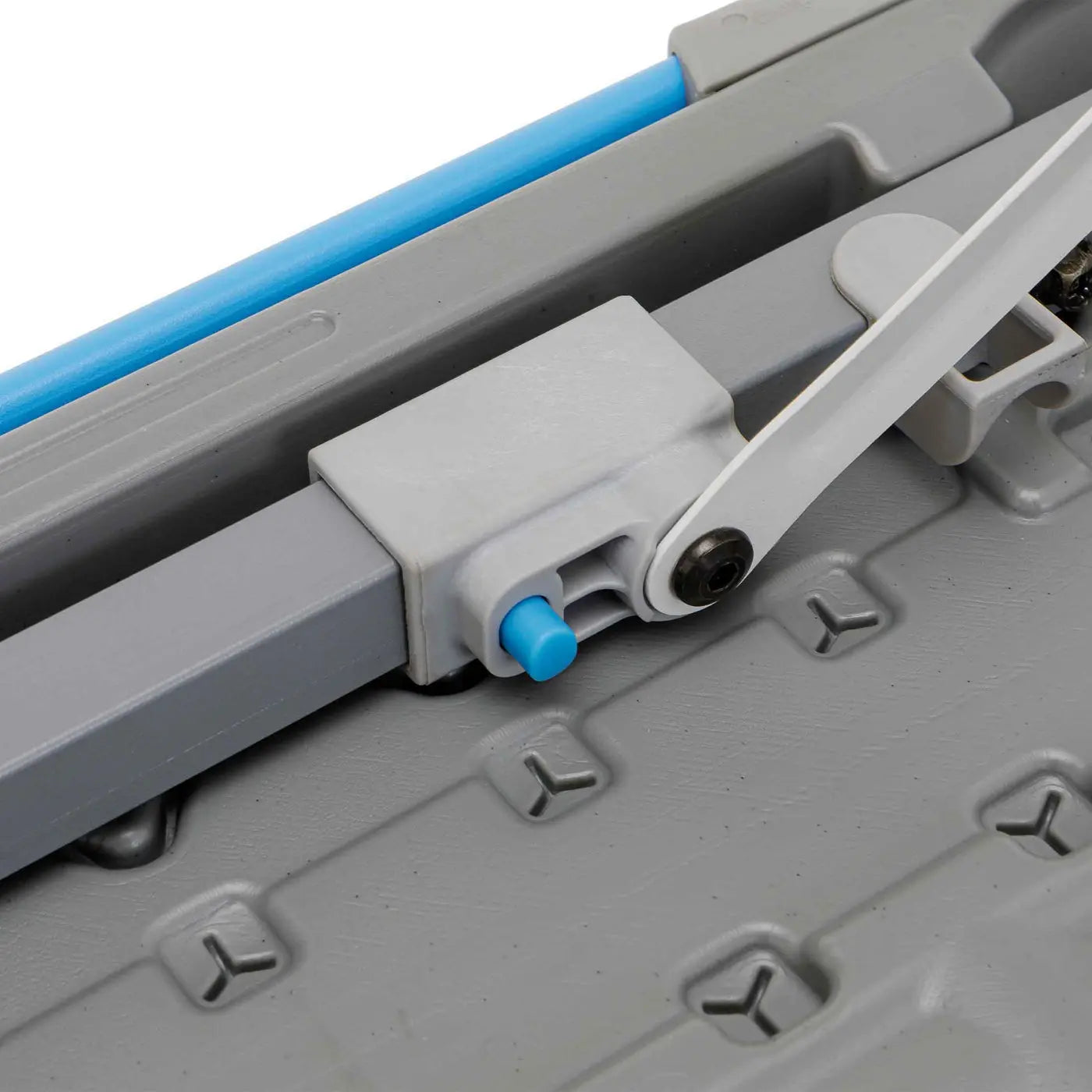Core Equipment 4 Foot Outdoor Table with FlexRail — stain- and UV-fade-resistant tabletop surface close-up.