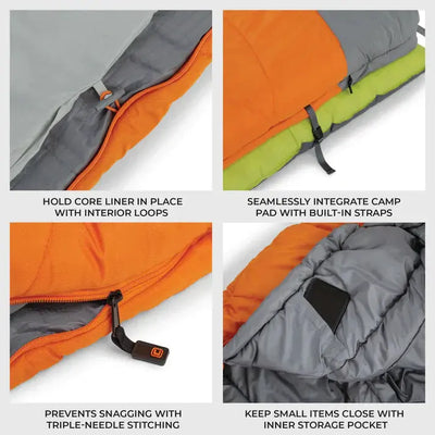 Core Equipment 20 Degree Hybrid Sleeping Bag - Orange/Grey - Shop  Camping Sleeping Bags at  Trekaline