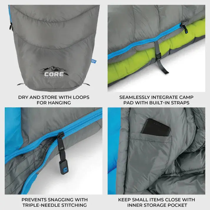 Core Equipment 10 Degree Mummy Sleeping Bag - Shop  Camping Sleeping Bags at  Trekaline