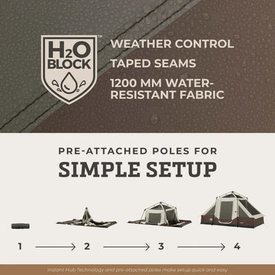 6 Person Lighted Instant Pyramid Tent - 12' x 7' features waterproof fabric and simple setup instructions.