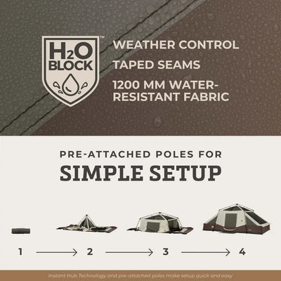 CORE 10 Person Lighted Instant Pyramid Tent - 16' x 9' features easy setup and water-resistant fabric.